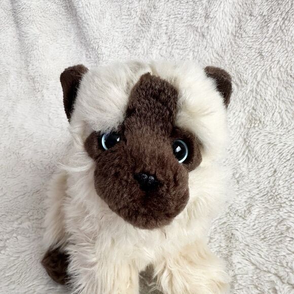 Toys R Us Siamese Cat Realistic Blue Eye Stuffed Animal 9” Plush Brown Tan 2012 - Picture 2 of 8